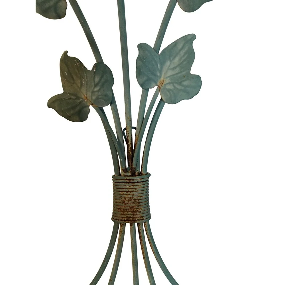 Vintage Ivy Leaf Wall Sconce (Pair of‎ 2) Blue Green Metal Candle Holder